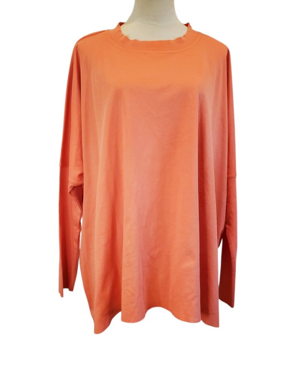 PLANET by Lauren G SZ OS Pima Cotton Luxury Boxy Oversized T-Shirt in Orange